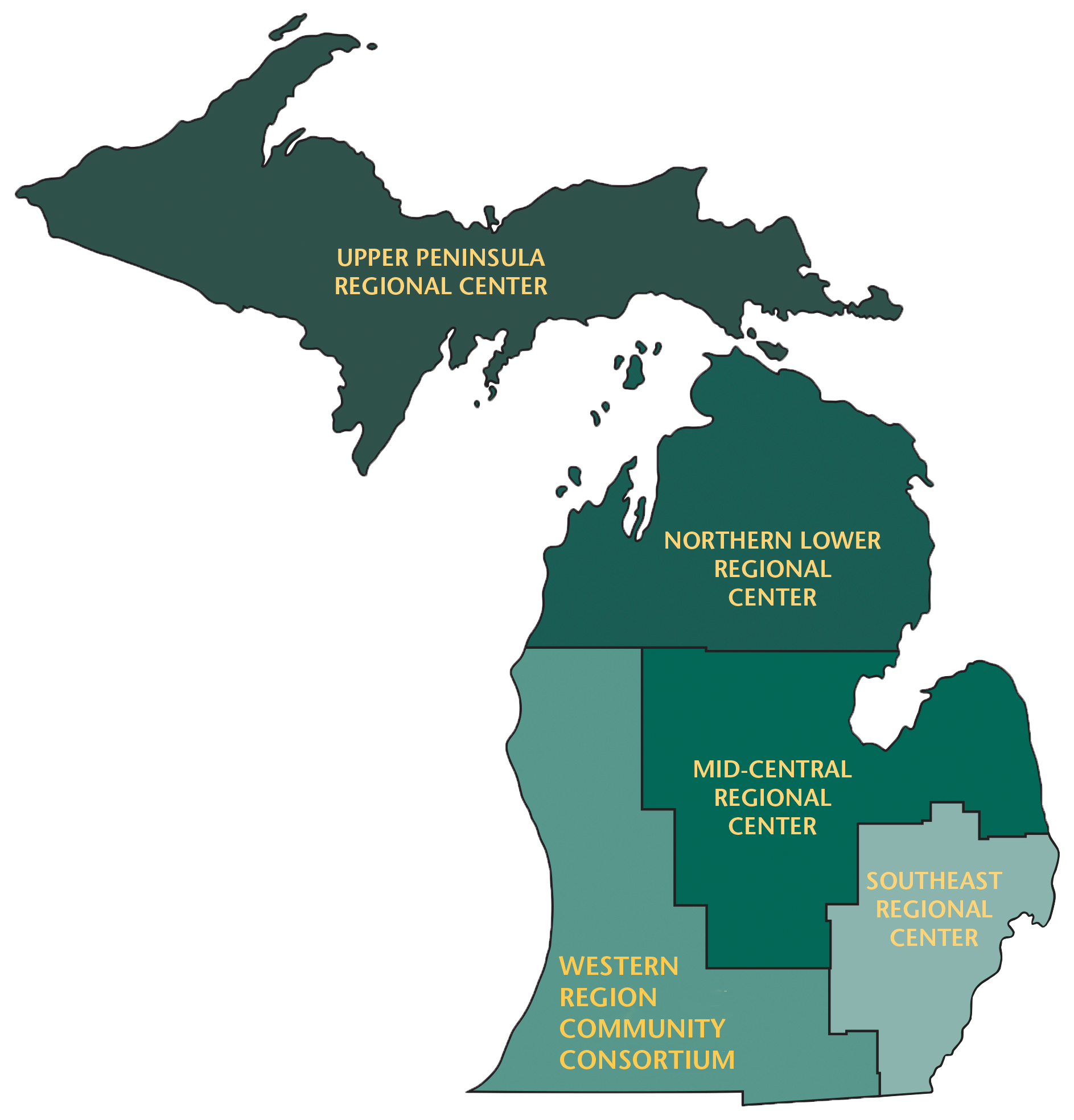 Michigan Area Health Education Center map of locations