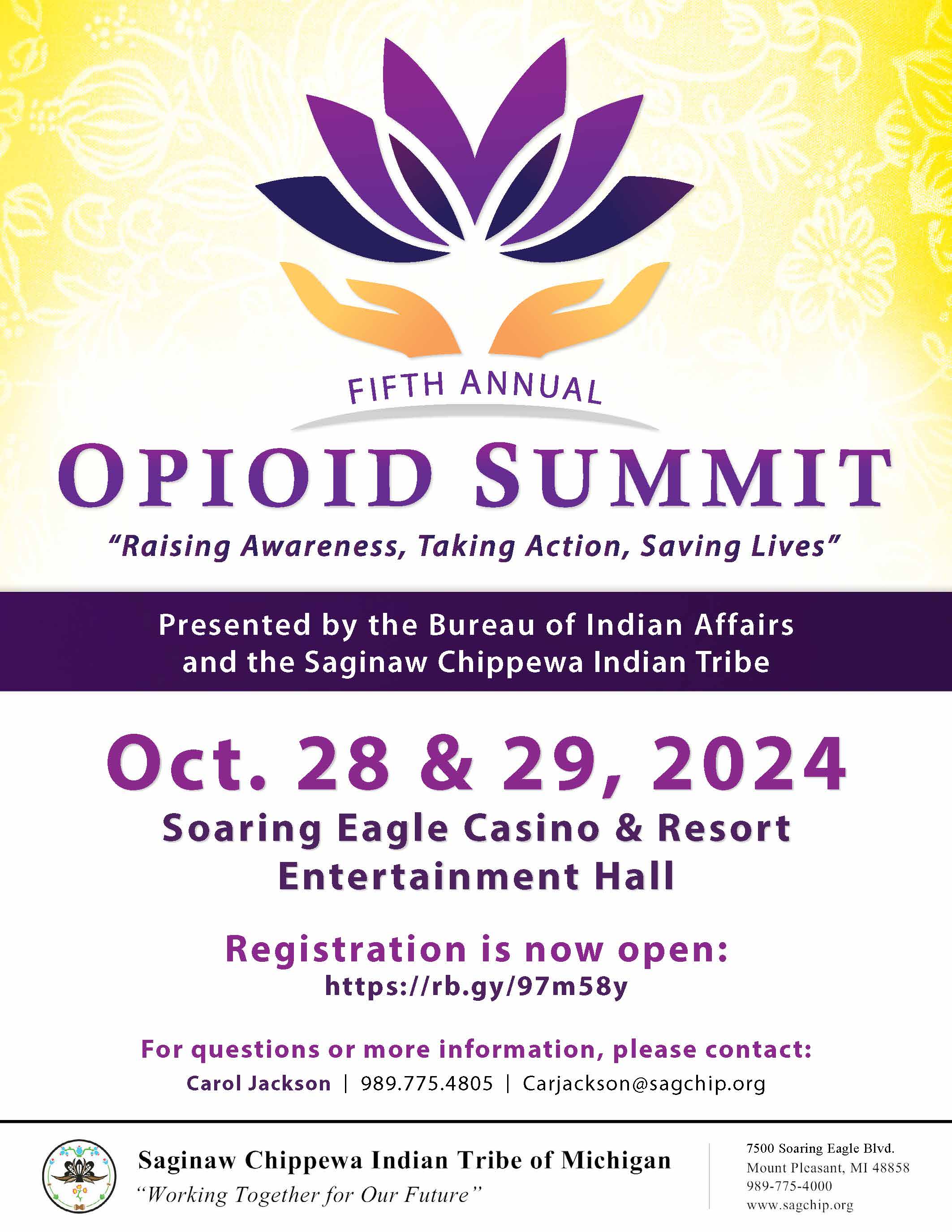 Flyer for the 2024 Statewide Tribal Opioid Summit