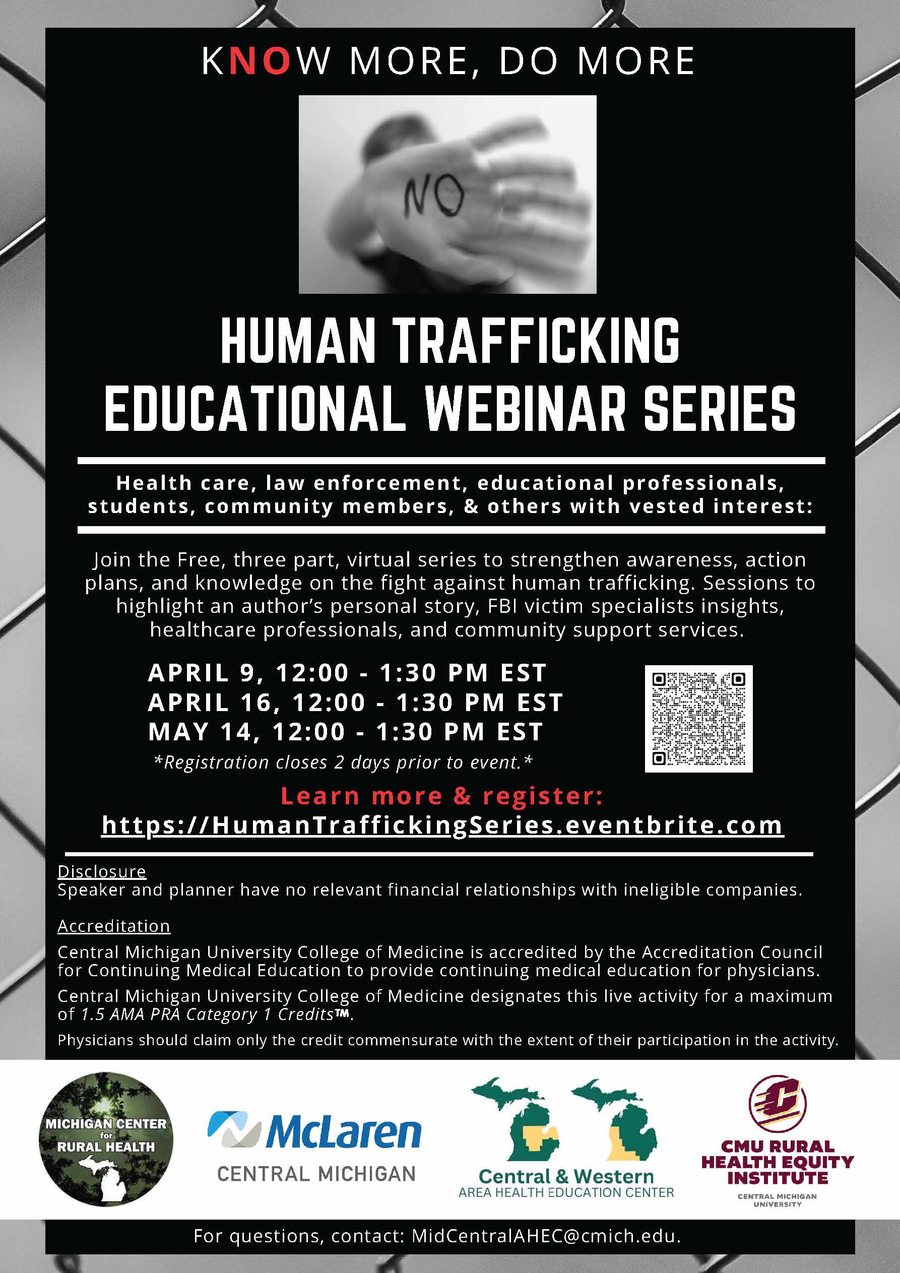 Human Trafficking Webinar Series Flyer